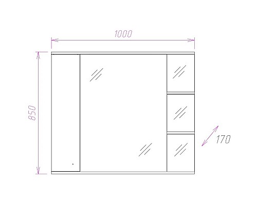 Зеркало со шкафом Onika Эльбрус 100.02 R 210004 с подсветкой Белое