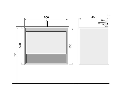 Тумба под раковину Jorno Glass 65 Gla.01.62/P/W подвесная Белый