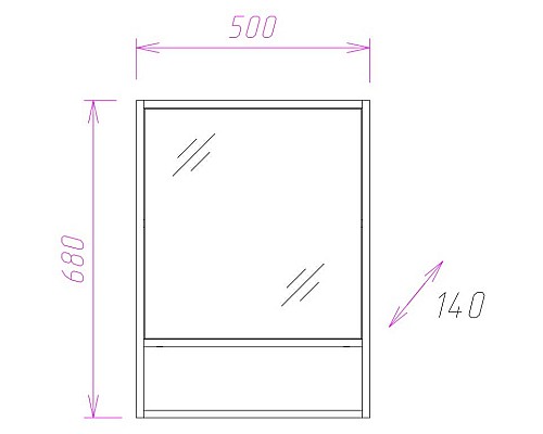 Зеркальный шкаф Onika Натали 50.00 R 205013 Ясень таормина