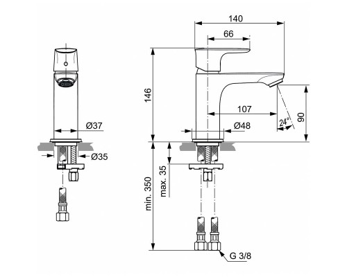 Смеситель для раковины Ideal Standard Connect Air A7010AA Хром