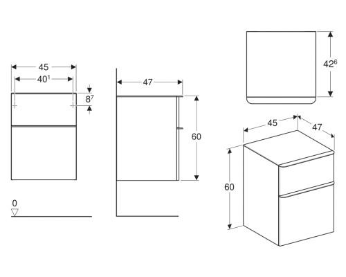 Тумба Geberit Smyle Square 45 500.357.JR.1 подвесная Пекан