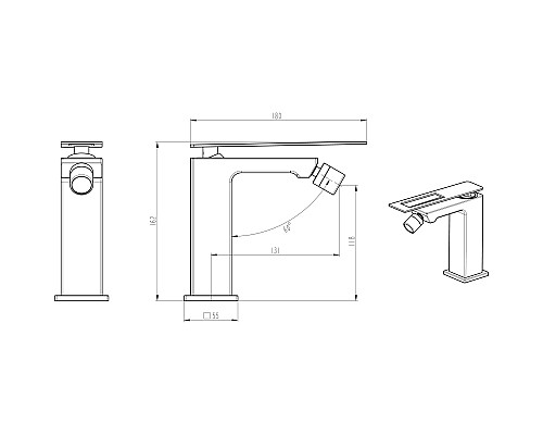 Смеситель для биде Boheme Q 146-BUW Черный Синий