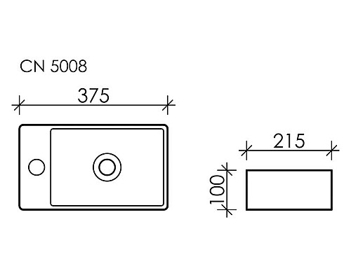 Умывальник подвесной L Ceramica Nova Element 375x215x100мм CN5008