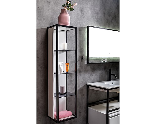 Пенал Armadi Art Loft высокий белый, полки стекло Пенал Armadi Art Loft высокий белый, полки стекло