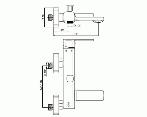 Смеситель для ванны GPD Pedro MBB160 Хром