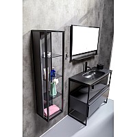 Пенал Armadi Art Loft высокий антрацит, полки стекло