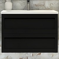 Тумба под раковину Art&Max AM-Platino-900-2C-SO-NM подвесная Черная матовая