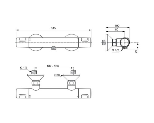 Смеситель для душа Ideal Standard Ceratherm T25 A7201XG с термостатом Silk Black