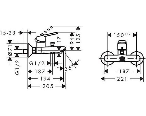 Смеситель для ванны,для душа Hansgrohe Logis loop 71244000