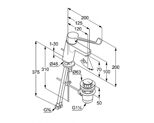 Однорычажный смеситель на умывальник Kludi Pure&Easy 372870565