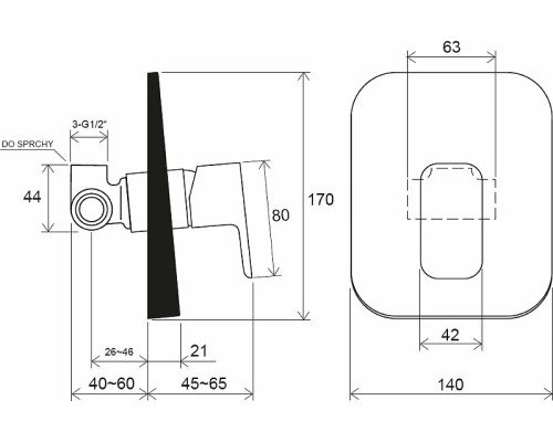 Смеситель для душа Ravak 10° Free-TD F 062.00 X070135 Хром