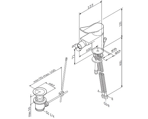 Смеситель для биде AM.PM X-Joy F85A83100 135 мм