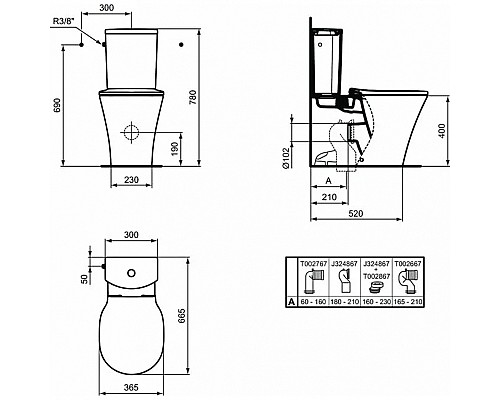 Унитаз компакт Ideal Standard Connect Air E013701 без бачка и сиденья