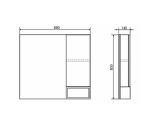 Зеркало со шкафом Comforty Прага 90 00004136263 Дуб Белый