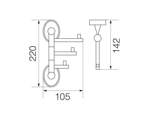 Крючок тройной поворотный Veragio Bonjour бронза