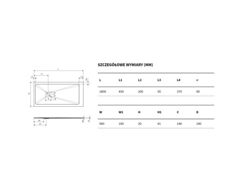 Поддон Excellent Arda 180x90 см белый