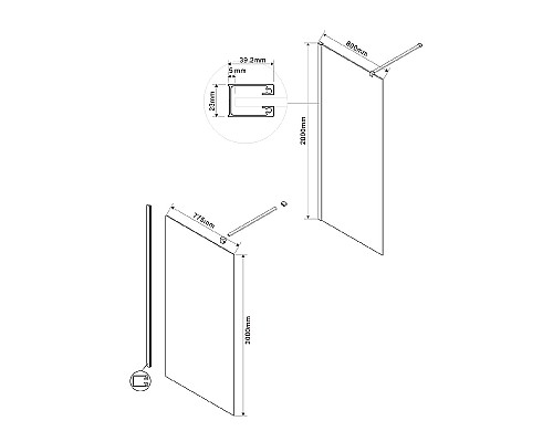Душевая перегородка Vincea Walk-In 80 VSW-1H800CLB Черный матовый