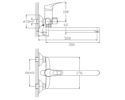 Смеситель для ванны Haiba HB2213 универсальный Хром