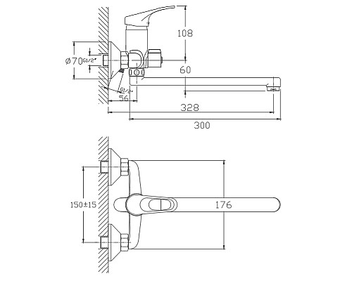 Смеситель для ванны Haiba HB2213 универсальный Хром