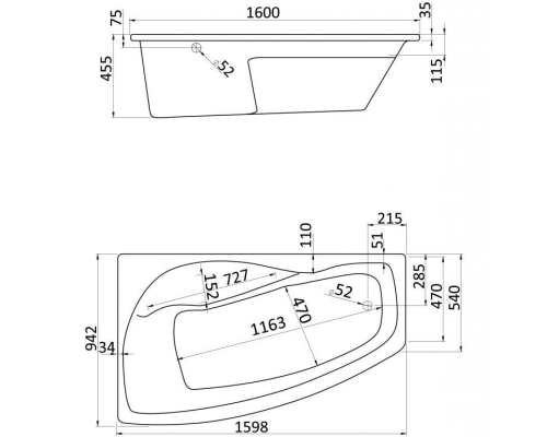 Акриловая ванна Santek Майорка XL 160 L L