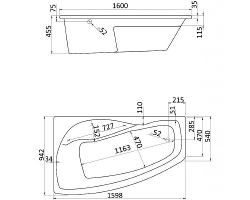 Акриловая ванна Santek Майорка XL 160 L L