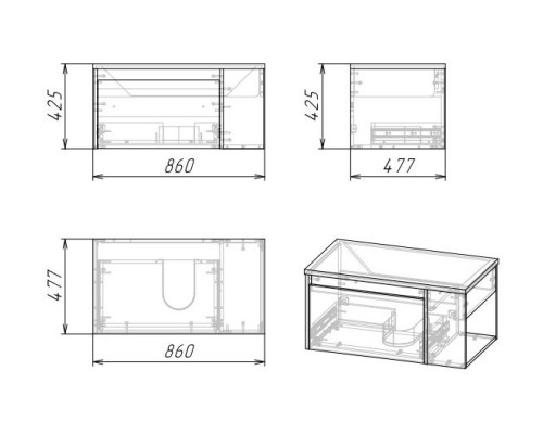 Тумба под раковину Grossman Тенза 85 108503 подвесная Веллингтон