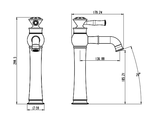 Смеситель высокий на раковину Adiante AD-24021-1 BR