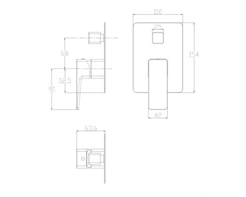 Смеситель для душа скрытого монтажа Omnires PARMA PM7435GR графит