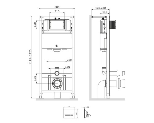 Инсталляция для подвесного унитаза AM.PM Pro с сенсорной клавишей I012704.50A38