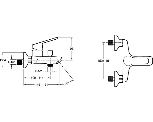 Смеситель для ванны Jacob Delafon Aime E29871-BL Черный матовый