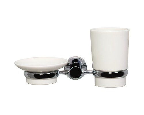 Стакан для зубных щеток с мыльницей WasserKRAFT K-28226 Хром Белый