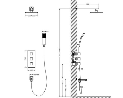 Душевая система Timo Tetra-thermo SX-0199/17SM с термостатом Золото матовое