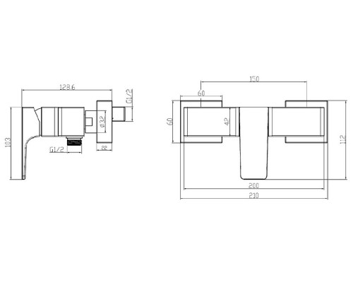 Смеситель для душа Villeroy&Boch Architectura Square Хром