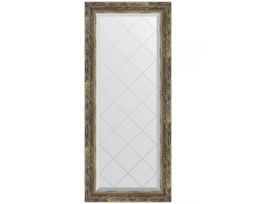 Зеркало Evoform Exclusive-G 123х53 BY 4049 с гравировкой в багетной раме - Старое дерево с плетением 70 мм