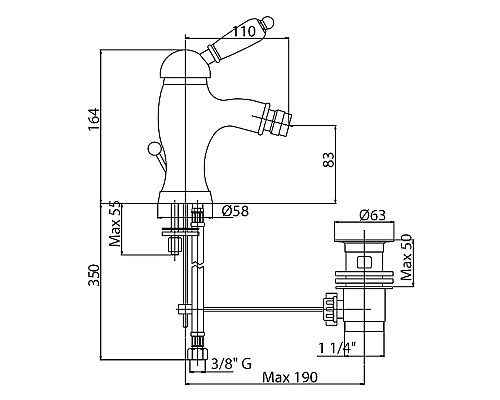 Смеситель для биде Cezares ELITE-BSM1-02-M