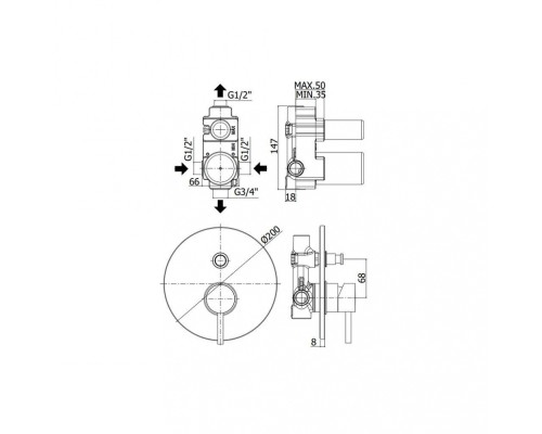 Смеситель Paffoni Light LIG015NO для душа, с внутренней частью, черный матовый