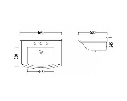 Раковина Devon&Devon Westminster 69 IBLI1FWES Белая