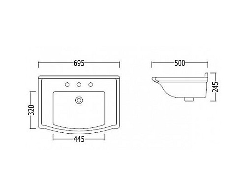 Раковина Devon&Devon Westminster 69 IBLI1FWES Белая