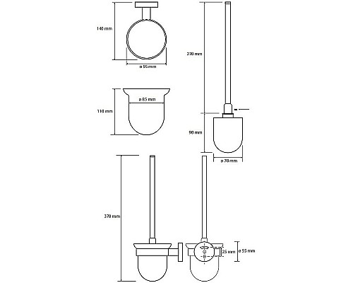 Ершик для унитаза Bemeta Hematit 159113017 Антрацит глянец