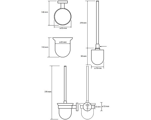 Ершик для унитаза Bemeta Hematit 159113017 Антрацит глянец
