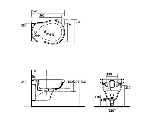 Биде подвесное Kerasan Retro 102604 черный