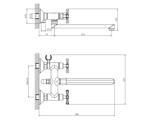 Смеситель для ванны Decoroom DR52043 Хром