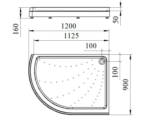 Акриловый поддон для душа Radomir 120x90x16 R 1-11-0-2-0-010 Белый