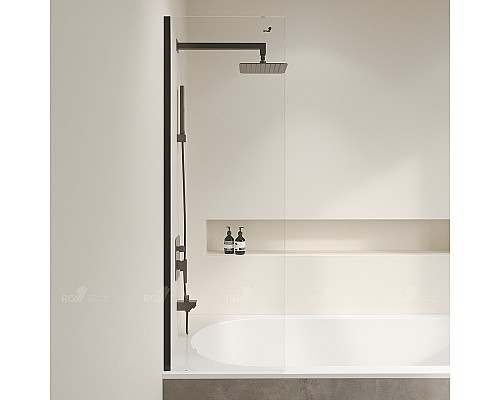 Шторка на ванну RGW Screens SC-056B 30x150 351105630-14 профиль Черный стекло прозрачное