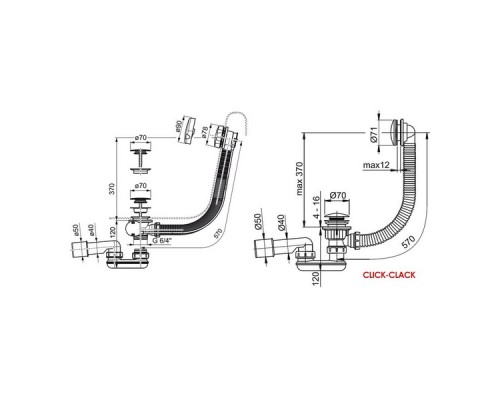 Сточный комплект для ванн Ravak X01507 квадратный