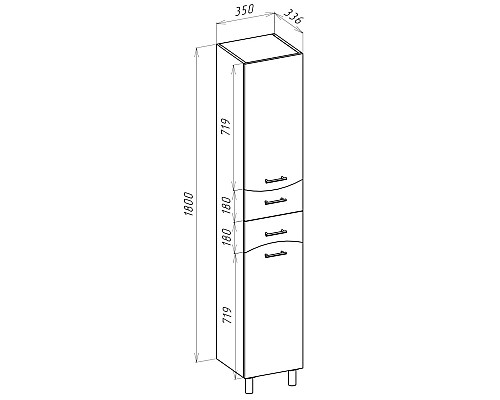 Шкаф пенал Bellezza Мари 35 4622904710012 Белый
