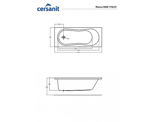 Ванна прямоугольная Cersanit NIKE 170