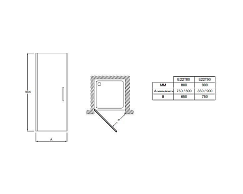 Распашная дверь Jacob Delafon E22T90GA