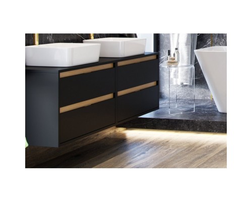 Тумба под накладную раковину Excellent Tuto 80 см черный матовый/дуб, 2 ящика