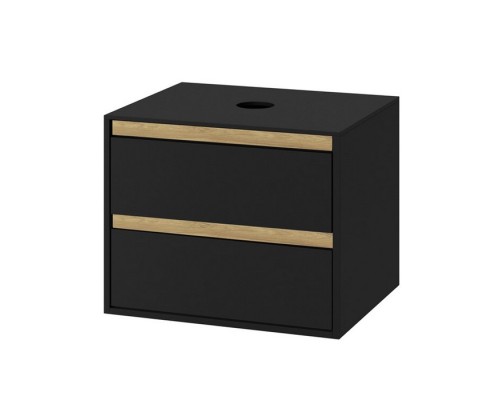 Тумба под накладную раковину Excellent Tuto 80 см черный матовый/дуб, 2 ящика